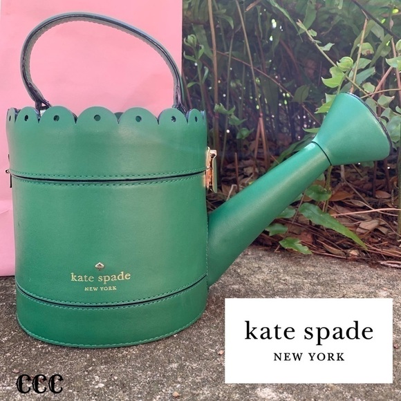 Kate Spade Rare Watering Can Green Flower Pot Bag - Picture 3 of 8